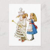 Alice aide la reine blanche au pays des merveilles