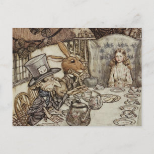 Carte Postale Alice Anniversaire Non-Anniversaire Lapin Chapeau 