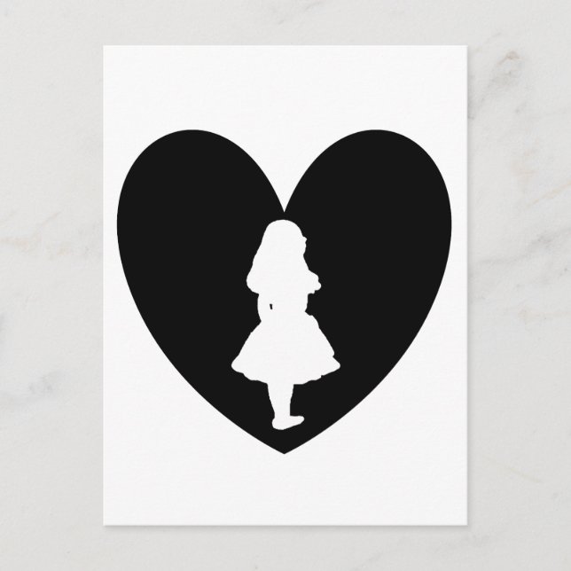 Carte Postale Alice au pays des merveilles Aimer en noir et blan (Devant)