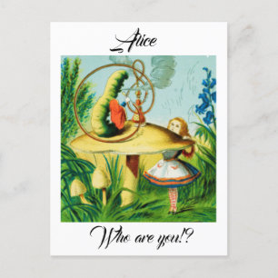 Carte Postale Alice au pays des merveilles - champignon, assis u