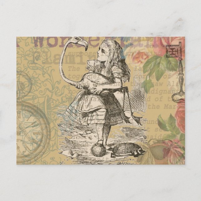 Carte Postale Alice au pays des merveilles Flamant rose classiqu (Devant)