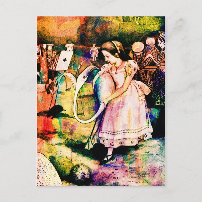 Carte Postale Alice au pays des merveilles Flamant rose Croquet  (Devant)