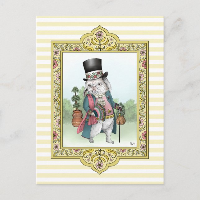 Carte Postale Alice au pays des merveilles Lapin blanc portant d (Devant)