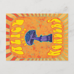 Carte Postale Alice au pays des merveilles Psychedélique Hippie 