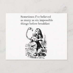 Carte Postale Alice au pays des merveilles, "Six choses impossib