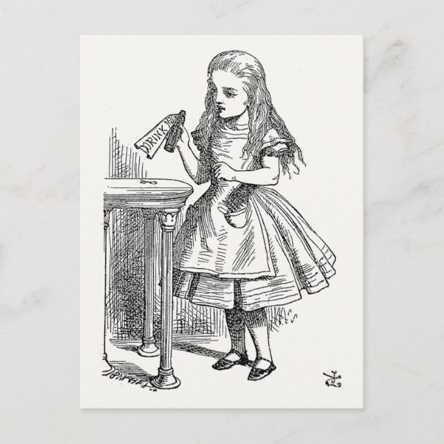 Carte Postale Alice au pays des merveilles, tenir la bouteille " (Devant)