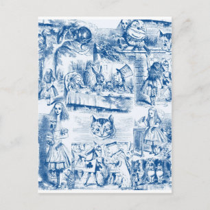 Carte Postale Alice Au Pays Des Merveilles Toiles Bleues Et Blan