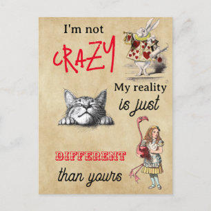 Carte Postale Alice - Cheshire Chat Je ne suis pas fou