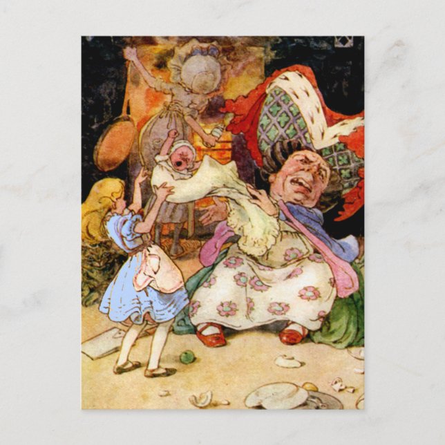 Carte Postale Alice dans la cuisine avec la duchesse et le cocho (Devant)