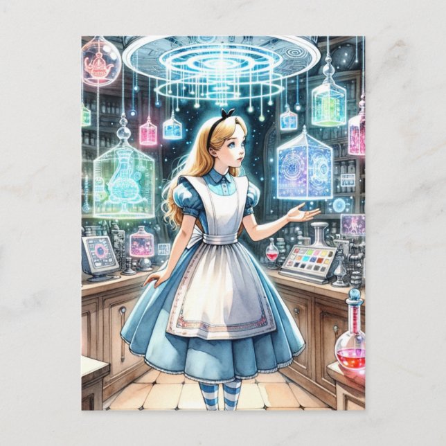 Carte Postale Alice dans l'appothécaire de Steampunk (Devant)