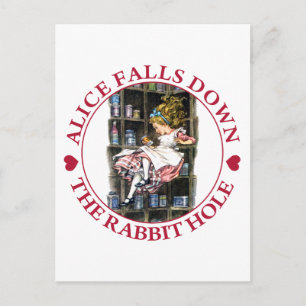 Carte Postale Alice descend le trou de lapin vers Wonderland