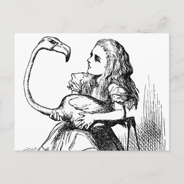 Carte Postale Alice essaie de jouer au croquet avec un flamant (Devant)