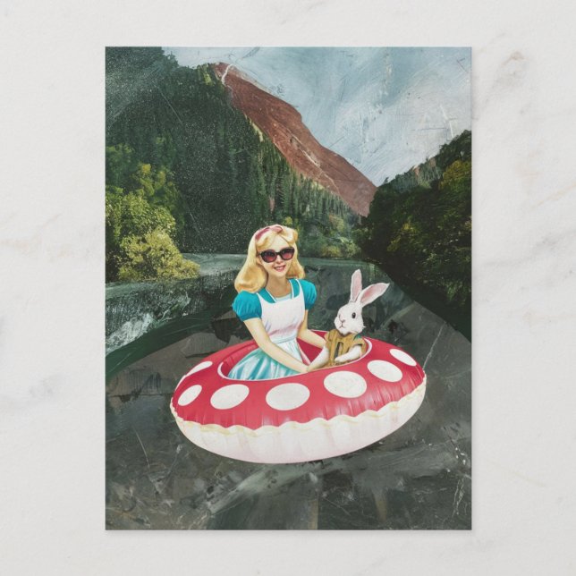 Carte Postale Alice et le collage rétro de White Rabbit (Devant)