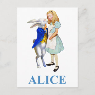 Carte Postale Alice et le lapin blanc au pays des merveilles