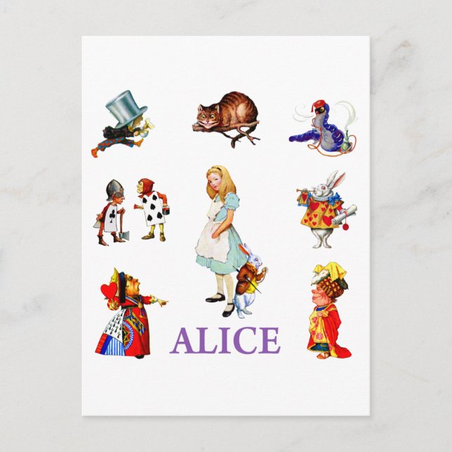 Carte Postale Alice et ses amis au pays des merveilles (Devant)