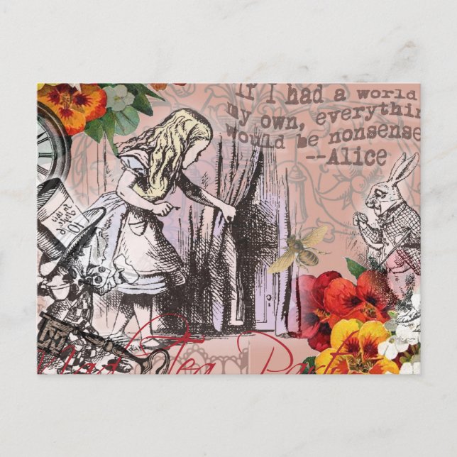 Carte Postale Alice rideau absurde merveilleuse (Devant)