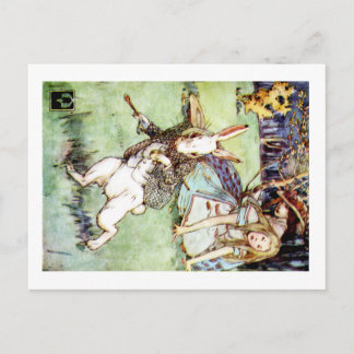 Carte Postale Alice suit le lapin blanc au pays des merveilles