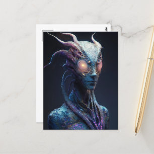Carte Postale Alien Aux Yeux Lumineux