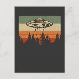 Carte Postale Alien de l'UFO Retro Enduction forêt