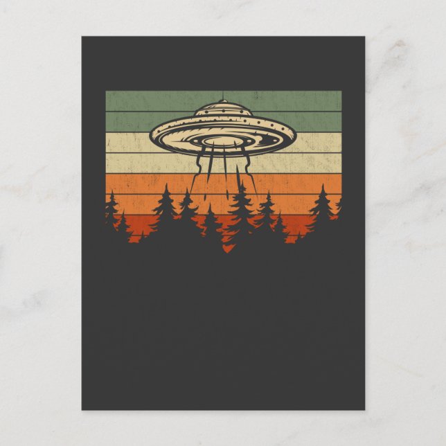Carte Postale Alien de l'UFO Retro Enduction forêt (Devant)