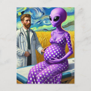 Carte Postale Alien enceinte dans un champ de blé Dr Van Gogh