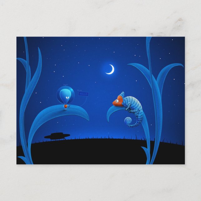 Carte Postale Alien et Chameleon (Devant)