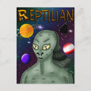 Carte Postale Alien reptilien avec l'espace extra-atmosphérique
