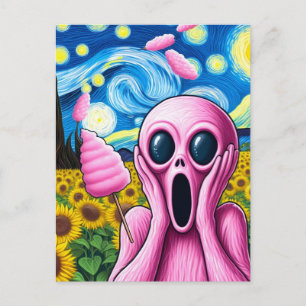 Carte Postale Alien rose Tournesol Pluie de terrain Coton Bonbon