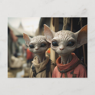 Carte Postale Aliens à côté : Chats Cool