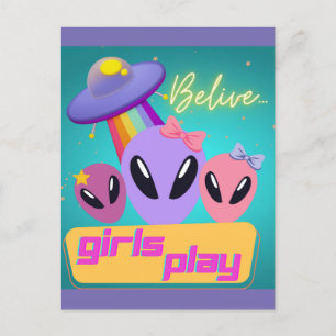 Carte Postale aliens croient que les filles jouent