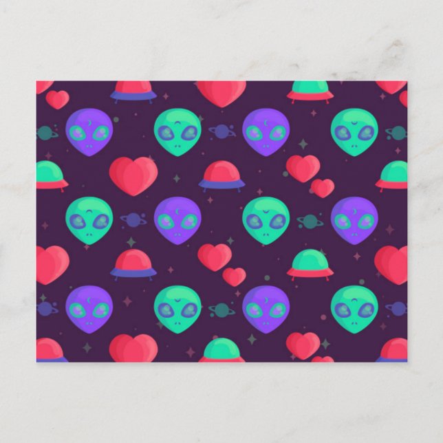 Carte Postale Aliens de Kawaii (Devant)