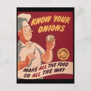 Carte Postale Alimentation et cuisine d'oignons vintages