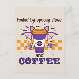 Carte Postale Alimenté par des Vibes Éffrayantes et du café - Ch