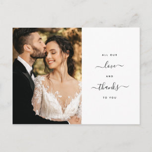 Carte Postale All Our Love Modern Script Merci Photo Mariage
