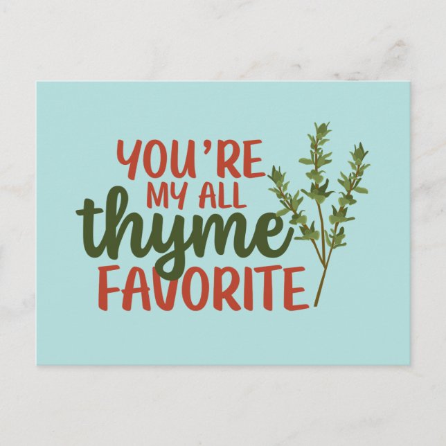 Carte Postale All Thyme Favorite Cute Pun Drôle Saint Valentin (Devant)