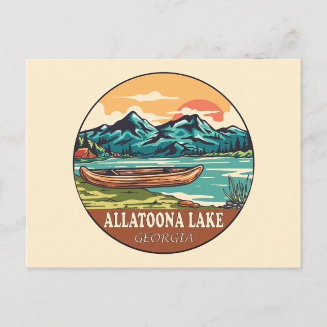 Carte Postale Allatoona Lake Georgia Emblem Pêche nautique (Devant)