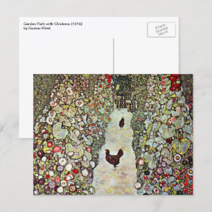 Carte Postale Allée de jardin avec des poules, Gustav Klimt, Art
