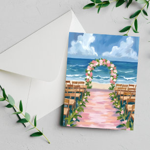 Carte Postale Allée de mariage de plage aquarelle florale