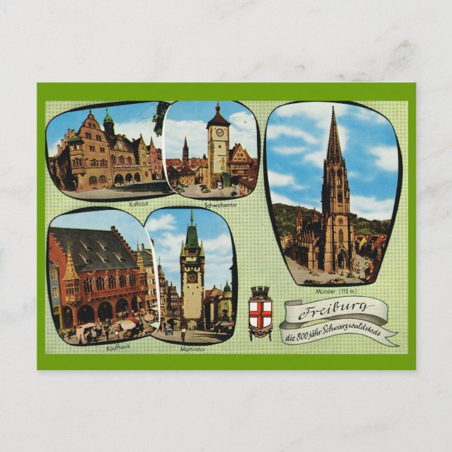 Carte Postale Allemagne vintage, Fribourg, Schwarzwald (Devant)