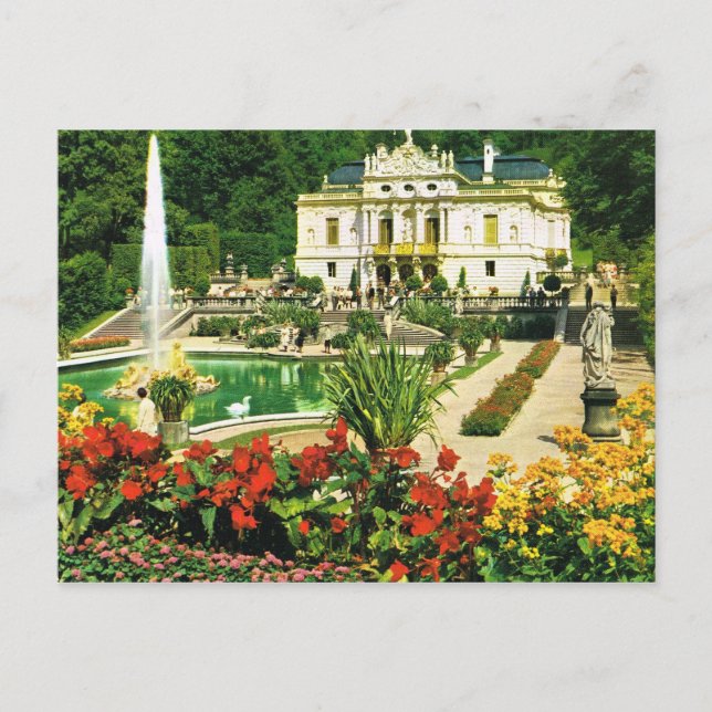 Carte Postale Allemagne vintage, Konigschloss Linderhof (Devant)