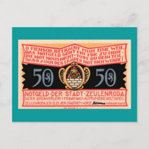 Carte Postale Allemand 1921 "Zeulenroda" 50 Pfennig Note Postcar