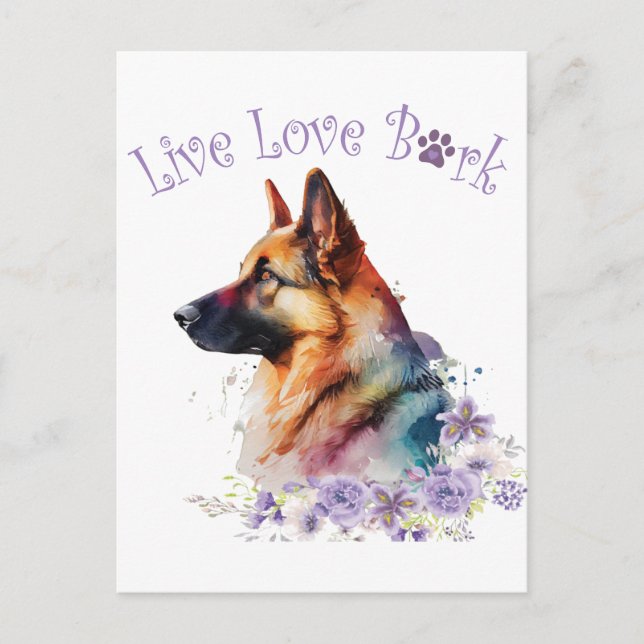 Carte Postale Allemand Berger Chien Maman Floral (Devant)