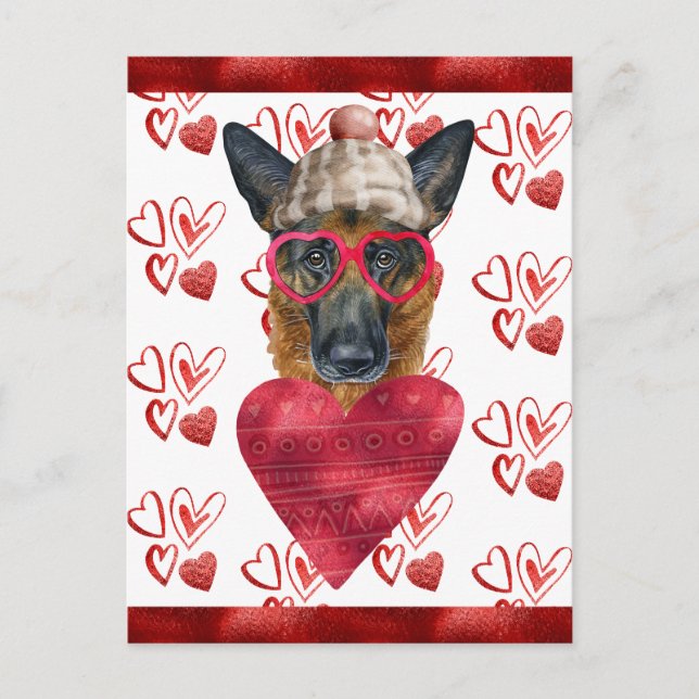 Carte Postale Allemand Berger Coeur Amoureux des chiens Valentin (Devant)
