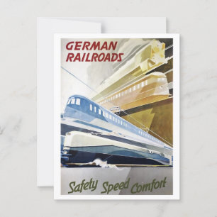 Carte Postale Allemand Railroad Travel Poster Style Retro Inspir