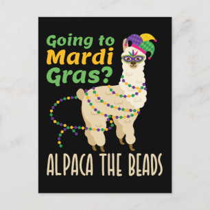 Carte Postale Aller à Mardi Gras Alpaca les perles