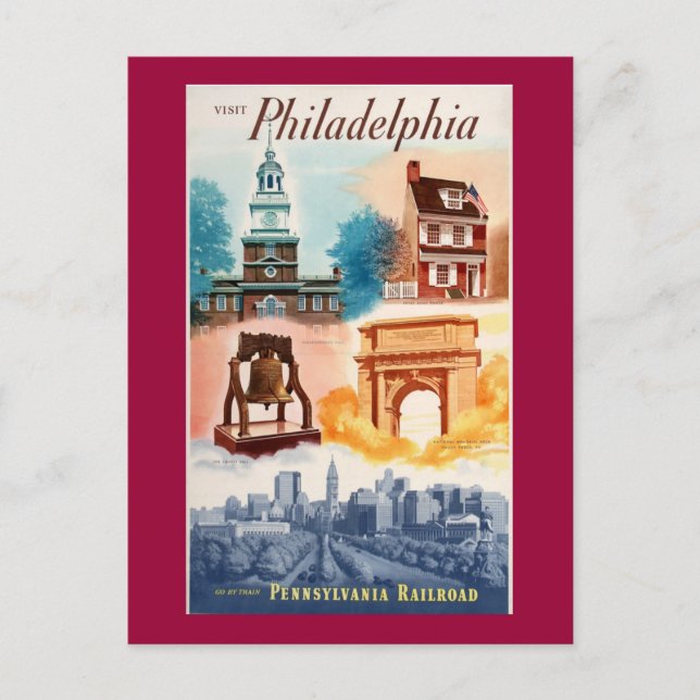 Carte Postale Aller à Phila.on Pennsylvania Railroad Postcard (Devant)
