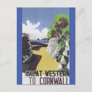 Carte Postale Aller Great Western à Cornwall Poster Vintage voya