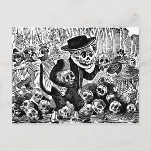 Carte Postale Alley Cat Calavera c. début des années 1900 Mexiqu