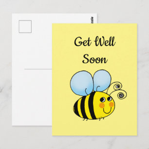 Carte Postale Allez-y bientôt (abeille au miel mignonne)