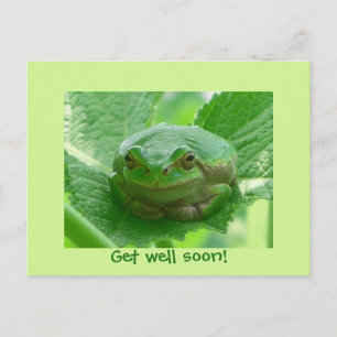 Carte Postale Allez-y bientôt - grenouille verte avec sourire